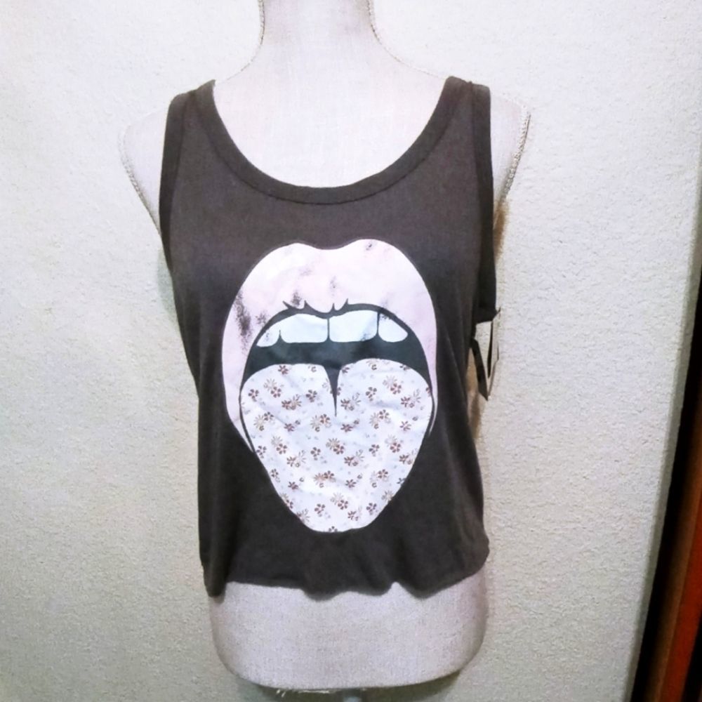 Grayson Threads Grey Lips & Tongue Tank Top